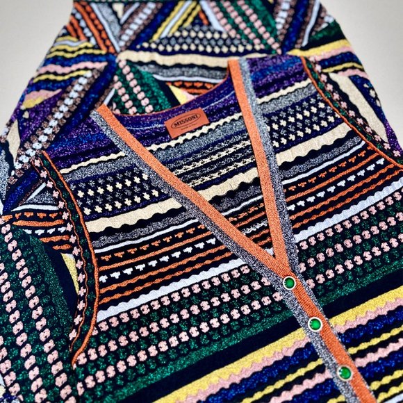 ⭐️SALE: $2235 Orange Label MISSONI Metallic Geometric Knit Skirt Size 6 - Picture 6 of 14